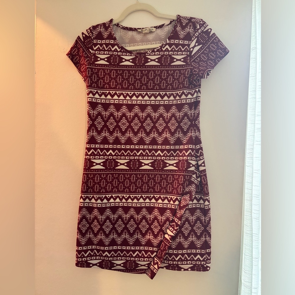 Elegant Maroon Patterned Dress